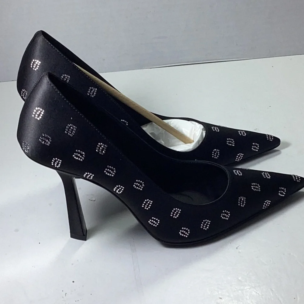 Alexander Wang Women's Delphine Crystal Logo Embellished Pumps
